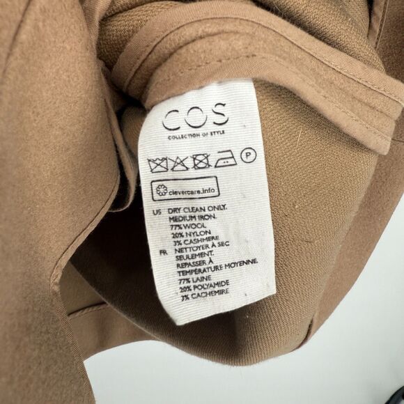 COS Wool Cashmere Jacket Coat Zip Long Trench Old Money Camel Brown City Size 2 - Picture 6 of 16